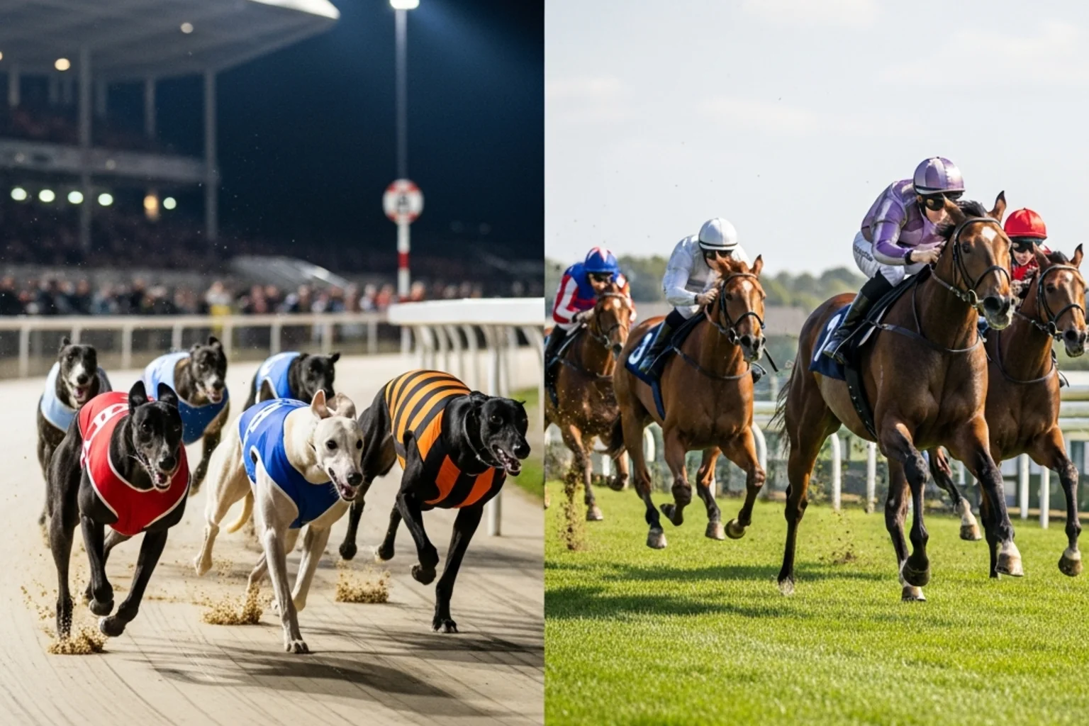Greyhound racing and horse racing comparison at UK tracks